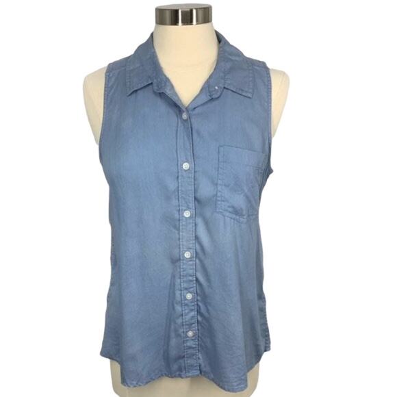 CROWN & IVY Elephant Sleeveless Button Up Denim Top  MD - Picture 1 of 7